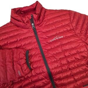 Eddie Bauer EB650 Men's S Travex Puffer Jacket‎ Red/Orange Full Zip Goose Down